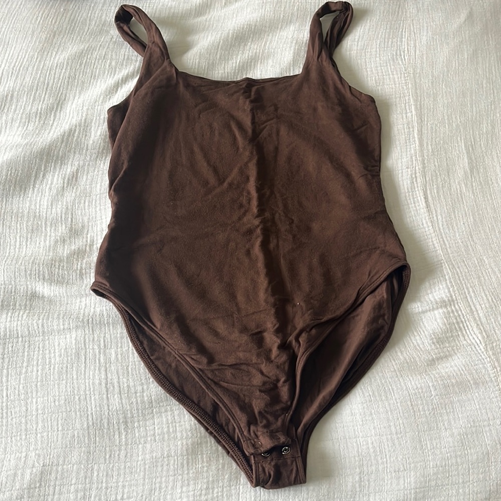 Old Navy Cotton Square-neck Bodysuit, Sz L, Brown